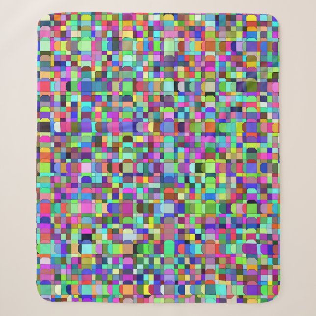 Abstrakte Quadrate Formen Multicolor Muster Sherpadecke (Vorderseite)