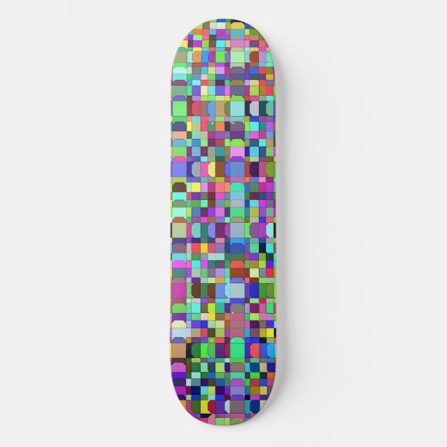 Abstrakte Quadrate Formen Multicolor Muster Skateboard (Vorderseite)