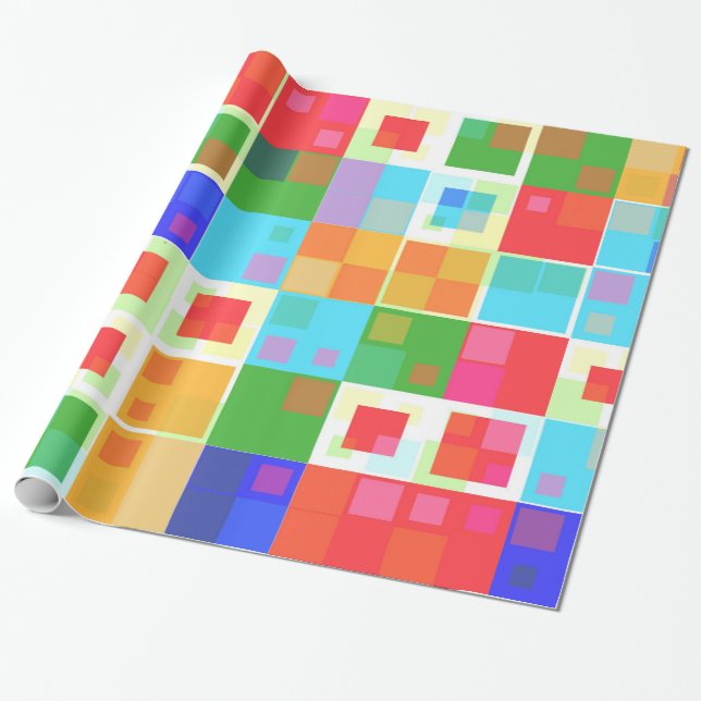 abstrakte Quadrate Geschenkpapier (Ungerollt)