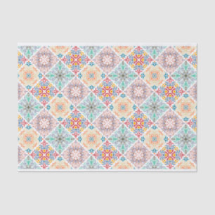 Abstrakte Quadrate Retro-Musterdekoupage Seidenpapier