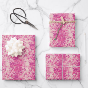 Abstrakte Quadrate und Rechtecke in Rosa/Elfenbein Geschenkpapier Set