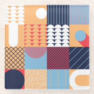 Abstrakte quadratische Kunst: geometrisches Design Glasuntersetzer