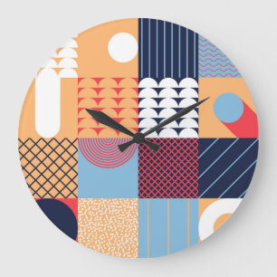 Abstrakte quadratische Kunst: geometrisches Design Große Wanduhr