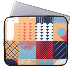 Abstrakte quadratische Kunst: geometrisches Design Laptopschutzhülle