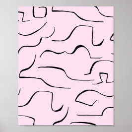 Abstrakte quadratische Linie Art - rosa Hintergrun Poster