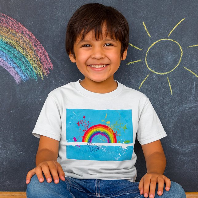 Abstrakte Rainbow Floral Wirbel und Paint Spritzer T-Shirt (Von Creator hochgeladen)