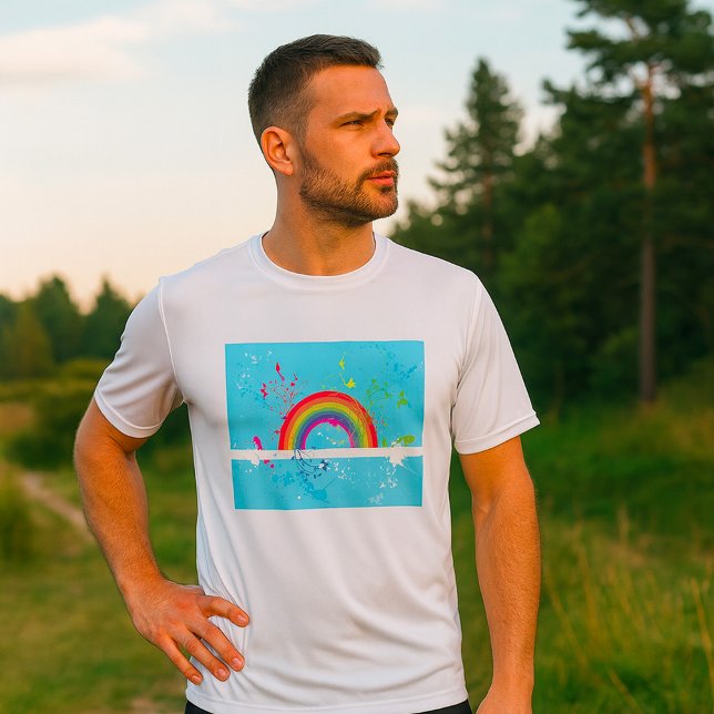 Abstrakte Rainbow Floral Wirbel und Paint Spritzer T-Shirt (Von Creator hochgeladen)