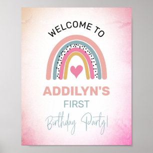 Abstrakte Rainbow Girl's Birthday Party Willkommen Poster
