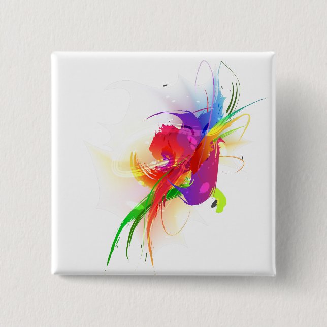 Abstrakte Rainbow Lorikeet Paint-Spritzer Button (Vorderseite)