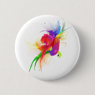 Abstrakte Rainbow Lorikeet Paint-Spritzer Button
