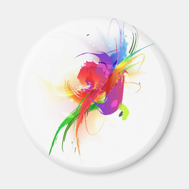 Abstrakte Rainbow Lorikeet Paint-Spritzer Magnet (Vorne)