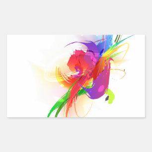 Abstrakte Rainbow Lorikeet Paint-Spritzer Rechteckiger Aufkleber