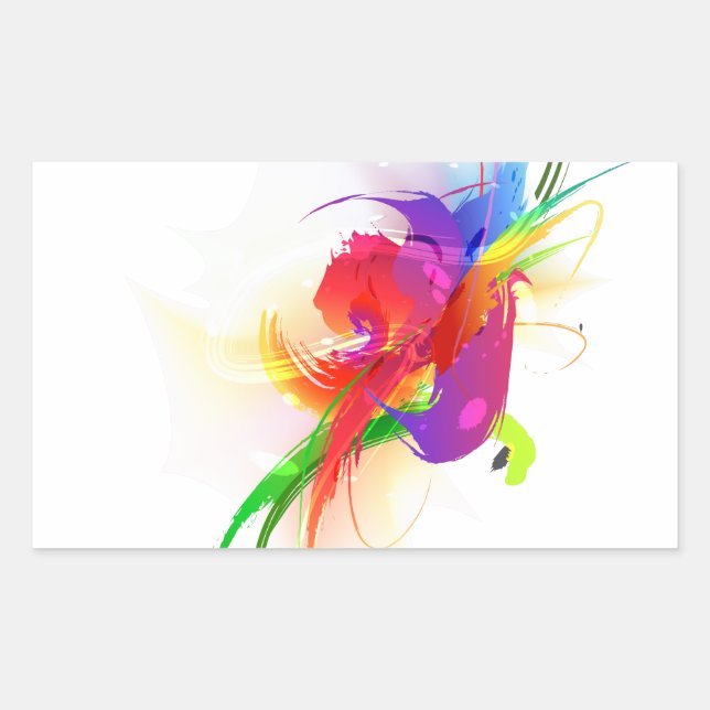 Abstrakte Rainbow Lorikeet Paint-Spritzer Rechteckiger Aufkleber (Vorderseite)