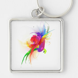 Abstrakte Rainbow Lorikeet Paint-Spritzer Schlüsselanhänger