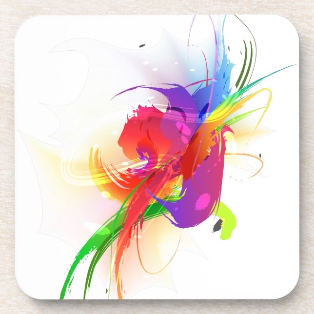 Abstrakte Rainbow Lorikeet Paint-Spritzer Untersetzer (Vorderseite)