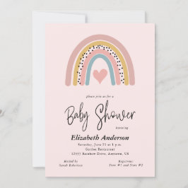 Abstrakte Rainbow- und Heart Girl-Baby-Dusche Einladung