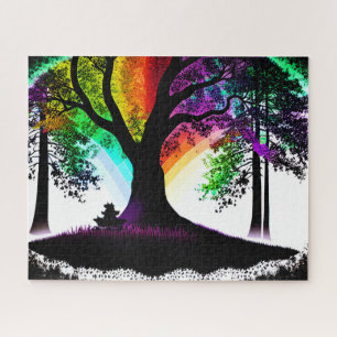 Abstrakte Rainbow-Wirbel der Silhouette Schwarz/We