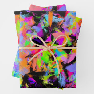Abstrakte Random Messy Paint Color Explosion Geschenkpapier Set