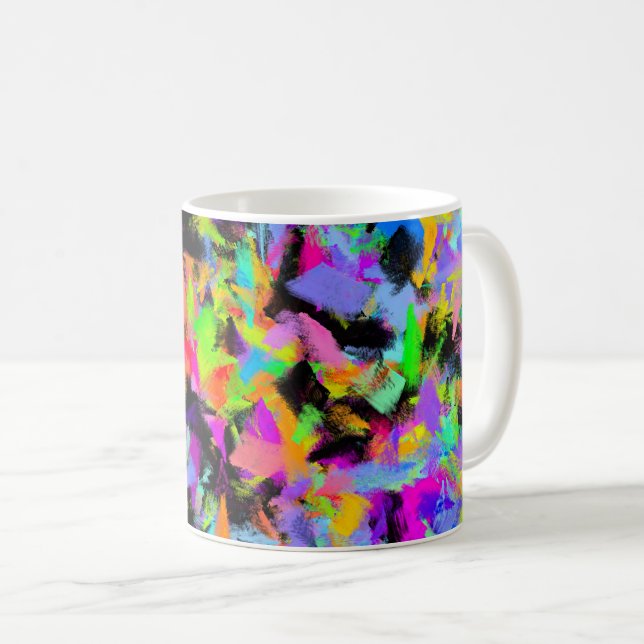 Abstrakte Random Messy Paint Color Explosion Kaffeetasse (VorderseiteRechts)