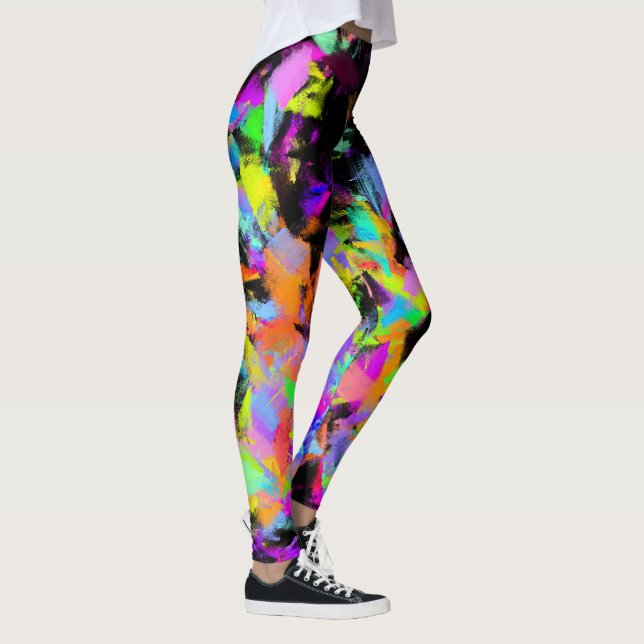 Abstrakte Random Messy Paint Color Explosion Leggings (Rechts)