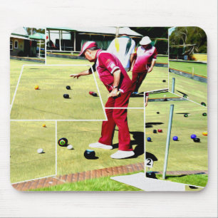 Abstrakte Rasenbowler, die Rasenbowls spielen, Mousepad