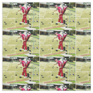 Abstrakte Rasenbowler, die Rasenbowls spielen, Stoff