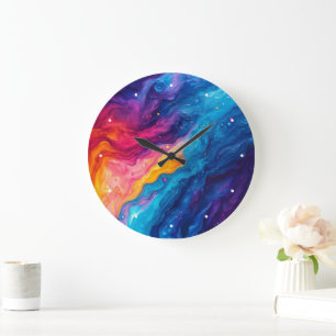 Abstrakte Regenbogen-Acrylfarben für Künstler Große Wanduhr