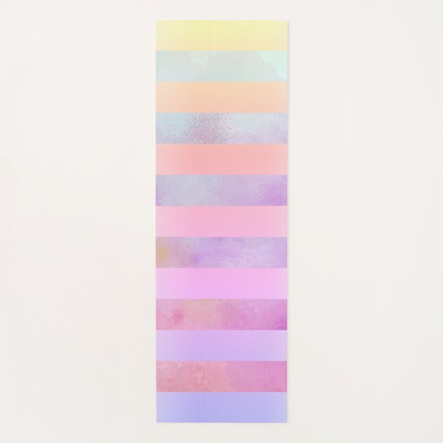 Abstrakte Regenbogen-Blume Streifen in Wasserfarbe Yogamatte (Vorderseite)
