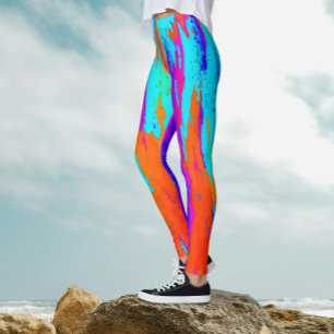 Abstrakte Regenbogen-Farbpinselstrich-Malpattern Leggings