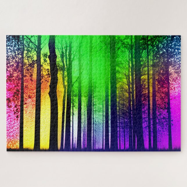 Abstrakte Regenbogenbäume in den Wäldern (Horizontal)