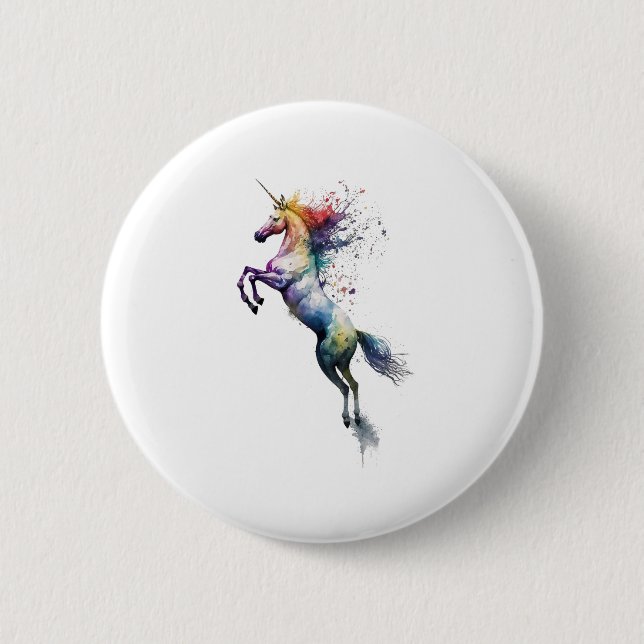 Abstrakte Regenbogenfarbe eines Einhorns Button (Vorderseite)