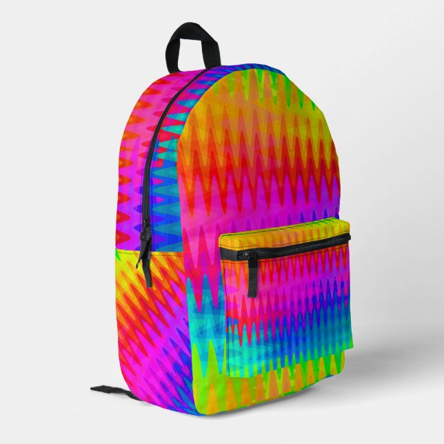 Abstrakte Regenbogenfarbwaagen Bedruckter Rucksack (Rückseitige Ecke links)