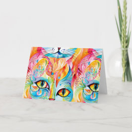 Abstrakte Regenbogenkatze Dankeskarte