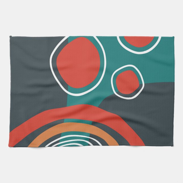 Abstrakte Regenbogenlinien, boho-Kunstwerke Geschirrtuch (Horizontal)
