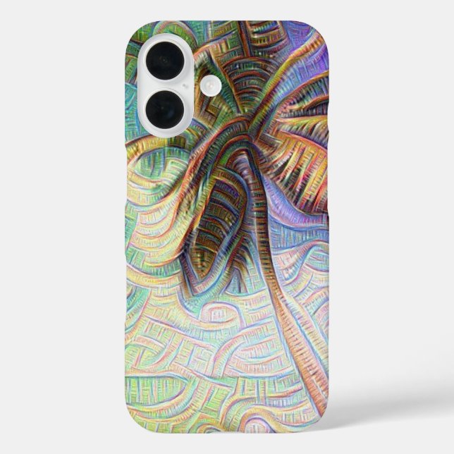 Abstrakte Regenbogenpalme iPhone 16 Hülle (Rückseite)