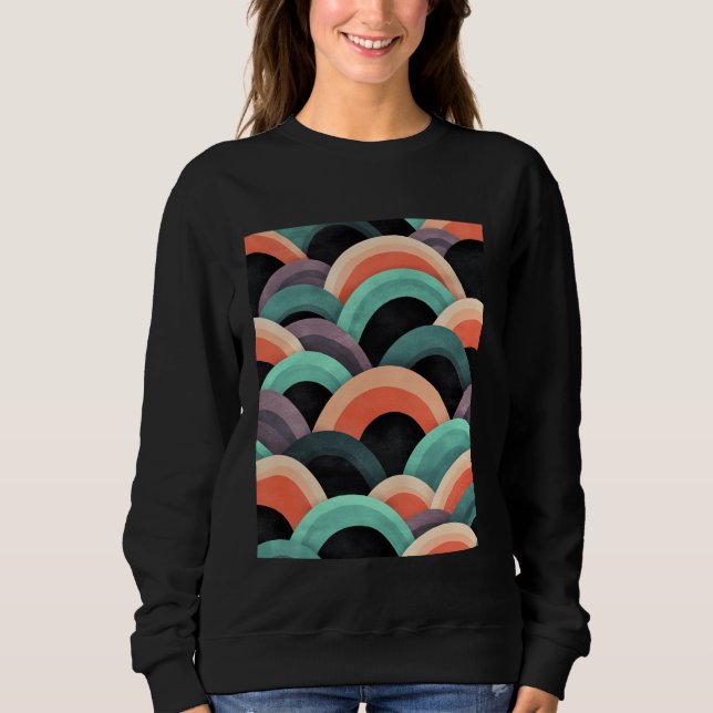 Abstrakte Regenbogenwellen Moderne Design Kunst Sweatshirt (Vorderseite)