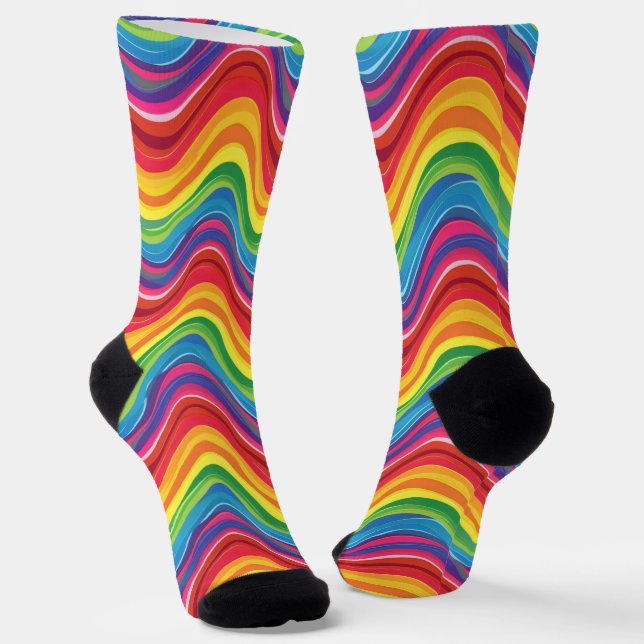 Abstrakte Regenbogenwellen Socken (Gewinkelt)