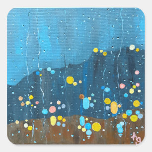 Abstrakte Regenschmerzen Quadratischer Aufkleber
