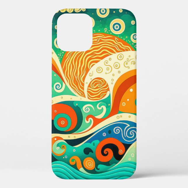 Abstrakte Retro 70er Hippie Waves Artwork | Case-Mate iPhone Hülle (Rückseite)