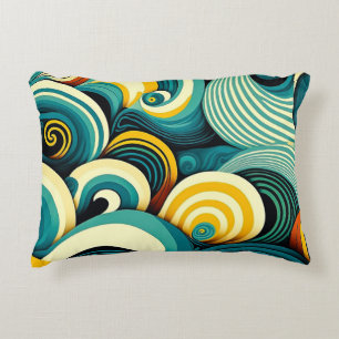 Abstrakte Retro 70er Hippie Waves Artwork   Dekokissen