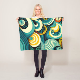 Abstrakte Retro 70er Hippie Waves Artwork   Fleecedecke