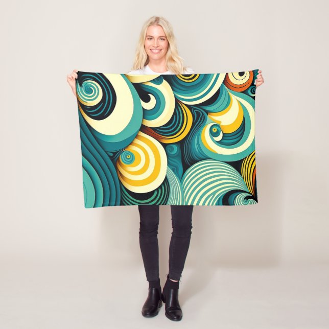 Abstrakte Retro 70er Hippie Waves Artwork | Fleecedecke (Beispiel)
