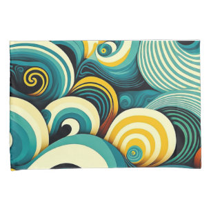 Abstrakte Retro 70er Hippie Waves Artwork Kissenbezug