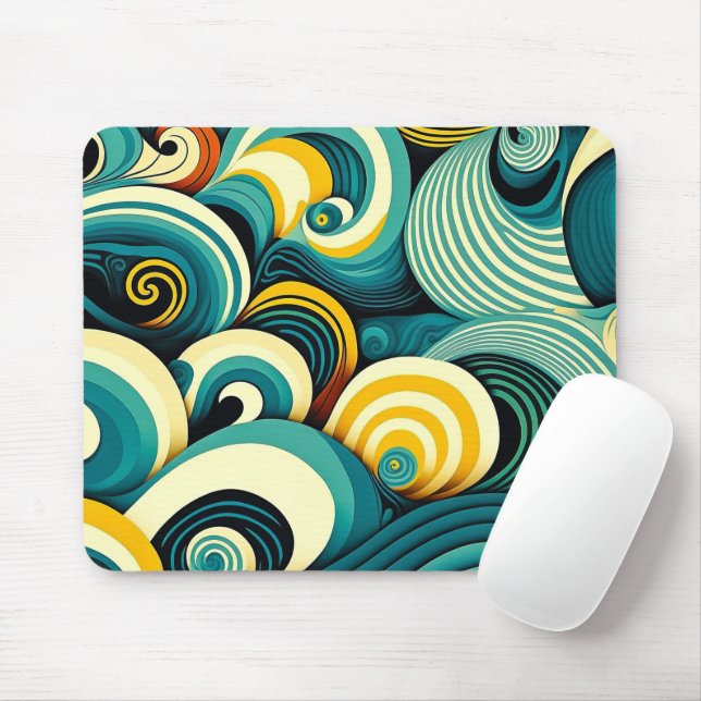Abstrakte Retro 70er Hippie Waves Artwork | Mousepad (Mit Mouse)