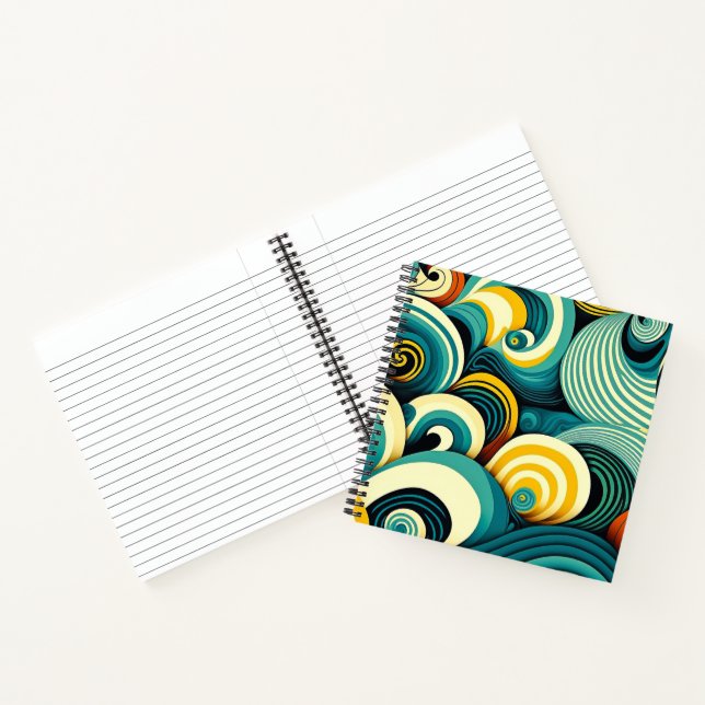 Abstrakte Retro 70er Hippie Waves Artwork | Notizbuch (Innenseite)