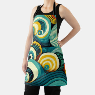 Abstrakte Retro 70er Hippie Waves Artwork   Schürze