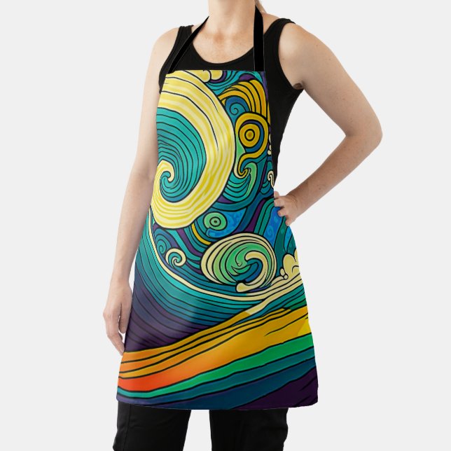 Abstrakte Retro 70er Hippie Waves Artwork | Schürze (InSitu)