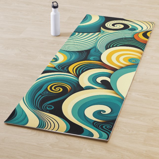 Abstrakte Retro 70er Hippie Waves Artwork | Yogamatte (Beispiel)