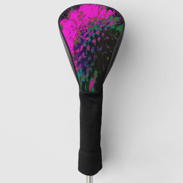 Abstrakte Retro-Blume in Rosa und Schwarz Golf Headcover (Vorderseite)