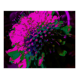 Abstrakte Retro-Blume in Rosa und Schwarz Poster